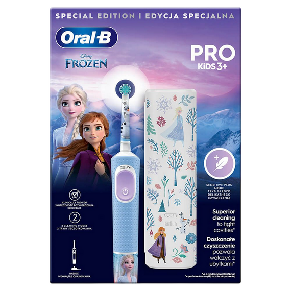 Periuță de dinți electrică Braun Oral-B Vitality PRO Kids Frozen, Albastru deschis, 2 image