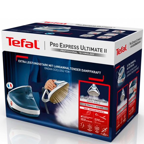 Fier de călcat cu generator de abur Tefal GV9710E0, 3000W, Alb Albastru, 2 image