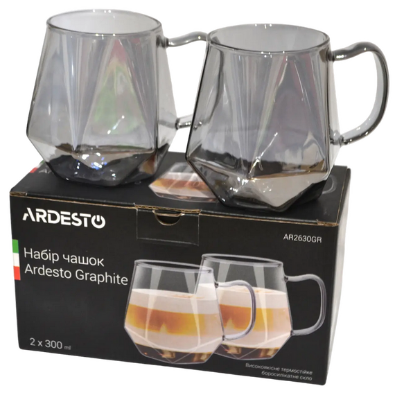 Set de pahare Ardesto AR2630GR, 300 ml, 2 buc, Transparent, 3 image