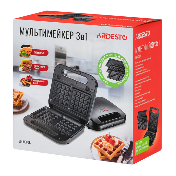 Aparat pentru sandwich Ardesto SM-H300B, Negru, 3 image