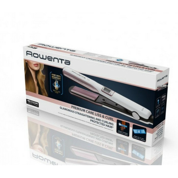 Placă de îndreptat părul Rowenta Premium Care Liss & Curl SF7660F0, Alb | Roz, 3 image