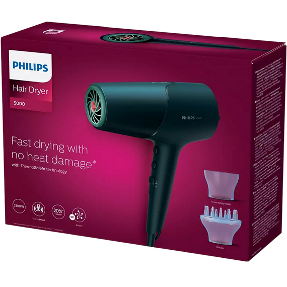 Uscător de păr Philips BHD512/00, 2300 W, Negru, 2 image
