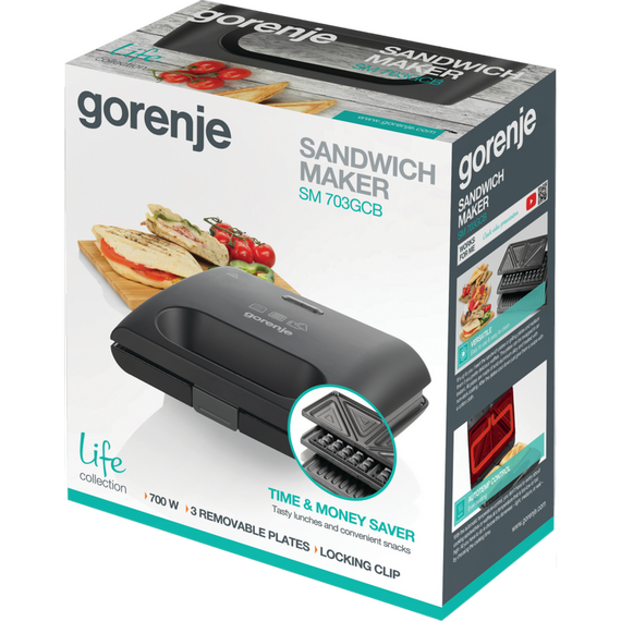 Aparat pentru sandwich multifunctional Gorenje SM703GCB, Negru, 3 image
