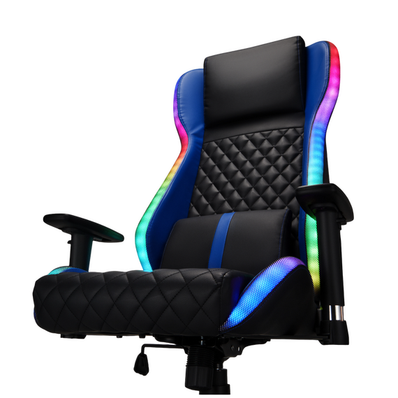 Scaun Gaming Lumi CH09-7, PU Piele, Negru | Albastru, 2 image