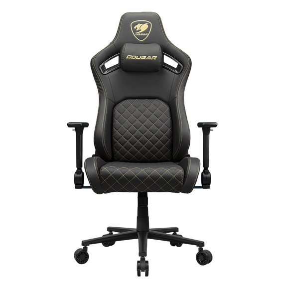 Scaun Gaming Cougar Defensor, Țesătură, PU Piele, Auriu