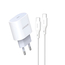 Jokade Încărcător de perete 1*Type-C cu cablu Type-C la Type-C 25W Max JB010, alb
