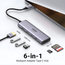 UGREEN HUB 6in1 Type-C 3.0 la HDMI 4K@60Hz + 3*USB-A 3.0 + Convertor SD/TF CM511, Argint, 2 image