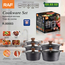 Raf Set tigăi de gătit cu capace R.80003, set 5 bucăți, negru, 2 image