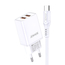 Jokade Încărcător de perete cu cablu USB-A la Type-C Dual Port JB024 3A, alb