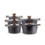 Raf Set tigăi de gătit cu capace R.80003, set 5 bucăți, negru