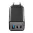 Încărcător Cellularline Wall Charger GAN, 3 Ports, 65W, Negru, 2 image