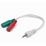Audio Adaptor Cablexpert CCA-417W, 3.5mm 4-pin (M) - 2x 3.5mm 3-pin (F), 0,2m, Alb, 3 image