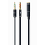 Audio Adaptor Cablexpert CCA-418M, 3.5mm 4-pin (F) - 2x3.5mm 3-pin (M), 0,2m, Negru, 2 image